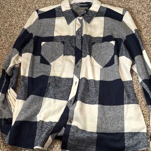 J. Crew Navy and White Plaid Shirt